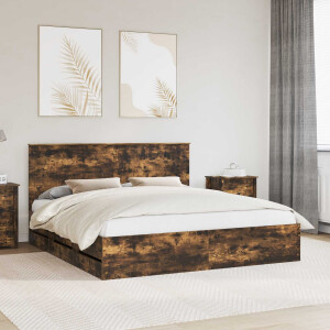 vidaXL Bedframe met lade Gerookt eiken 180 x 200 cm Ingenieurshout