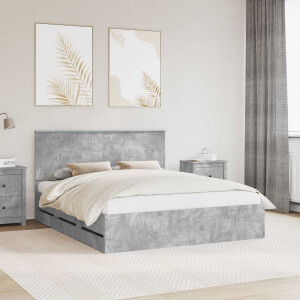 vidaXL Bedframe met lade Beton Grijs 160 x 200 cm Ingenieurshout
