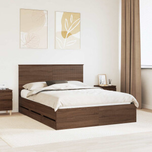 vidaXL Bedframe met lade Bruin Eiken 150 x 200 cm Ingenieurshout