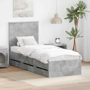 vidaXL Bedframe met lade Beton Grijs 75 x 190 cm Ingenieurshout