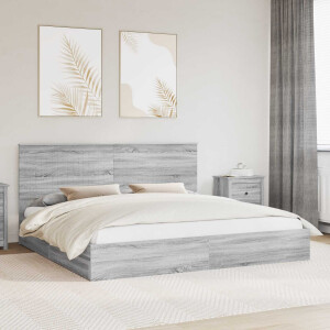 vidaXL Opslag bed met lade Grijs Sonoma 200 x 200 cm Bewerkt hout
