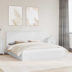 vidaXL Opslag bed met hoofdeinde Wit 180 x 200 cm Bewerkt hout