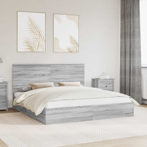 vidaXL Opslag bed met lade Grijs Sonoma 180 x 200 cm Bewerkt hout