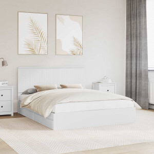 vidaXL Opslag bed met hoofdeinde Wit 160 x 200 cm Bewerkt hout