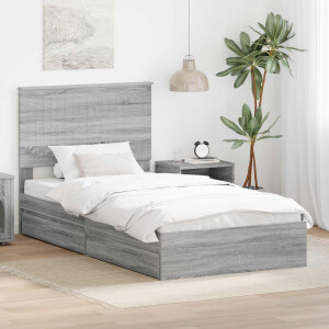 vidaXL Opslag bed met lade Grijs Sonoma 100 x 200 cm Bewerkt hout