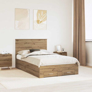 vidaXL Bedframe met hoofdeinde Artisan Eiken 120 x 190 cm Bewerkt hout