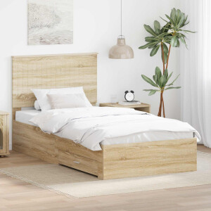 vidaXL Bedframe met hoofdeinde Sonoma Eiken 100 x 200 cm Bewerkt hout