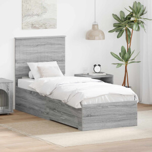 vidaXL Bedframe Grijs Sonoma en Zilver 70 x 190 cm Bewerkt hout