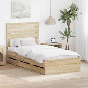 vidaXL Bedframe met lade Sonoma Eiken 90 x 190 cm Ingenieurshout