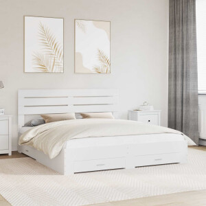 vidaXL Bedframe met lade met hoofdeinde met opslag Bewerkt hout