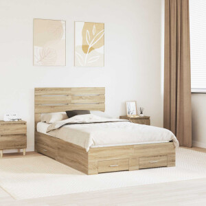 vidaXL Bedframe met lade met hoofdeinde met opslag Bewerkt hout