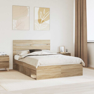 vidaXL Bedframe Sonoma Eiken 150 x 200 cm Massief grenenhout