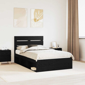 vidaXL Bedframe met hoofdeinde Zwart 120 x 200 cm Massief grenenhout