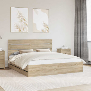 vidaXL Bedframe met lade Sonoma Eiken 200 x 200 cm Ingenieurshout