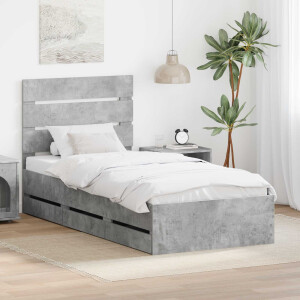 vidaXL Bedframe met lade Beton Grijs 75 x 190 cm Ingenieurshout