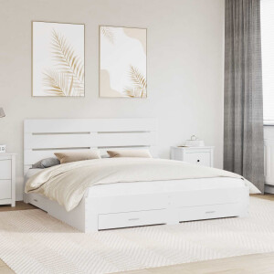 vidaXL Bedframe met lade met hoofdeinde Wit 180 x 200 cm Bewerkt hout