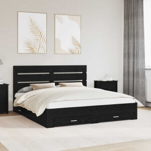 vidaXL Bedframe met lade Zwart Eiken 180 x 200 cm Bewerkt hout