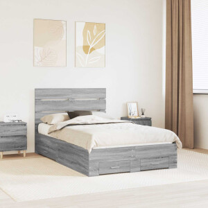 vidaXL Bedframe met lade Grijs Sonoma 120 x 200 cm Bewerkt hout