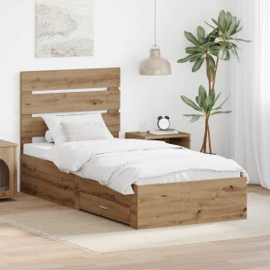 vidaXL Bedframe met lade Artisan Eiken 100 x 200 cm Bewerkt hout