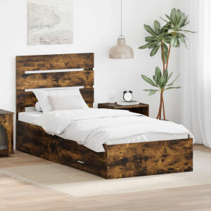 vidaXL Bedframe Gerookt eiken Bewerkt hout