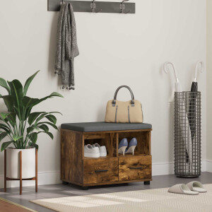 vidaXL Halbank met kussen met lade Gerookte Eik 60 x 38 x 46 cm