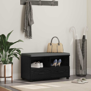 vidaXL Halbank met kussen met lade Zwarte Eik 80 x 38 x 46 cm