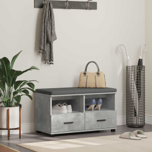 vidaXL Halbank met kussen met lade Beton Grijs 80 x 38 x 46 cm
