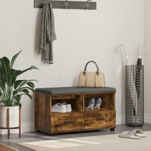 vidaXL Halbank met kussen met lade Gerookte Eik 80 x 38 x 46 cm