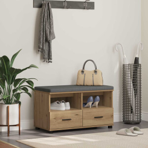 vidaXL Halbank met kussen met lade Artisan Eik 80 x 38 x 46 cm