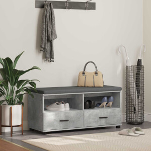 vidaXL Halbank met kussen met lade Beton Grijs 100 x 38 x 46 cm