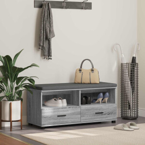 vidaXL Halbank met kussen met lade Grijze Sonoma 100 x 38 x 46 cm