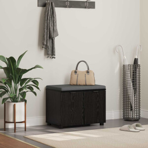 vidaXL Halbank met kussen met plank Zwarte Eik 60 x 38 x 46 cm