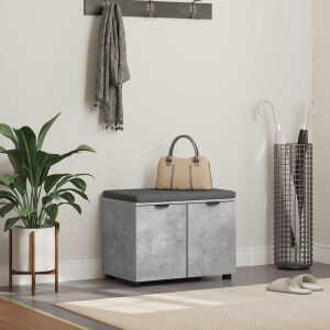 vidaXL Halbank met kussen met plank Beton Grijs 60 x 38 x 46 cm