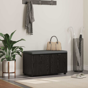 vidaXL Halbank met kussen met plank Zwarte Eik 80 x 38 x 46 cm