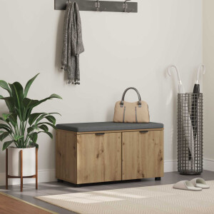 vidaXL Halbank met kussen met plank Artisan Eik 80 x 38 x 46 cm