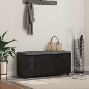 vidaXL Halbank met kussen met plank Zwarte Eik 100 x 38 x 46 cm