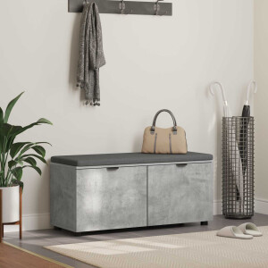 vidaXL Halbank met kussen met plank Beton Grijs 100 x 38 x 46 cm