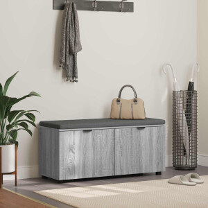 vidaXL Halbank met kussen met plank Grijze Sonoma 100 x 38 x 46 cm