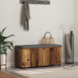 vidaXL Halbank met kussen met plank Oudhout 100 x 38 x 46 cm