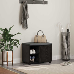 vidaXL Halbank met kussen met plank Zwarte Eik 60 x 38 x 46 cm