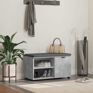 vidaXL Halbank met kussen met plank Beton Grijs 80 x 38 x 46 cm