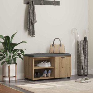 vidaXL Halbank met kussen met plank Artisan Eik 80 x 38 x 46 cm