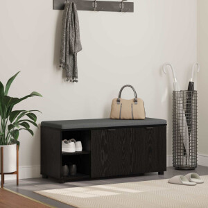 vidaXL Halbank met kussen met plank Zwarte Eik 100 x 38 x 46 cm