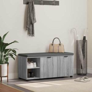 vidaXL Halbank met kussen met plank Grijze Sonoma 100 x 38 x 46 cm