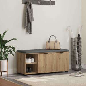 vidaXL Halbank met kussen met plank Artisan Eik 100 x 38 x 46 cm