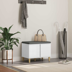 vidaXL Halbank Wit 60 x 38 x 46 cm Bewerkt hout en stof
