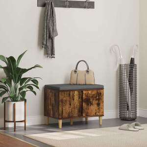 vidaXL Halbank met kussen met opslag Gerookte Eik 60 x 38 x 46 cm