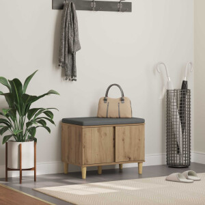 vidaXL Halbank met kussen met opslag Artisan Eik 60 x 38 x 46 cm