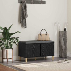 vidaXL Halbank met kussen met opslag Zwarte Eik 80 x 38 x 46 cm