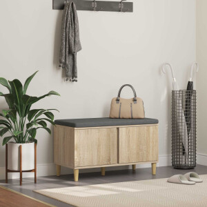vidaXL Halbank met kussen met opslag Sonoma Eiken 80 x 38 x 46 cm